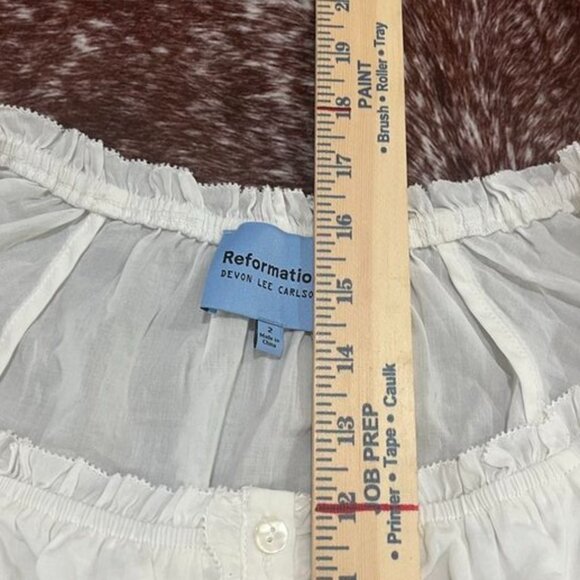 Reformation x Devon Lee Carlson Alabama Bustier Ruffle Top White 2 - Picture 4 of 9